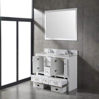 Thumbnail for Eviva Booster 72 in. Double Sink Vanity in White with White Carrara Marble Countertop Vanity Eviva 