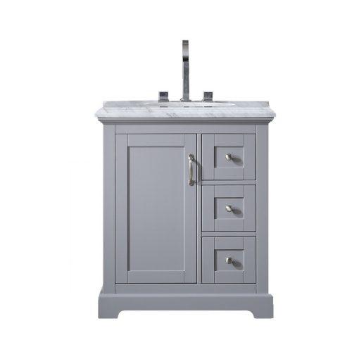 Eviva Houston 30″ Gray Bathroom Vanity w/ Double Ogee Edge White Carrara Top Vanity Eviva 