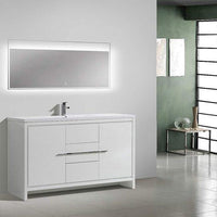 Thumbnail for Eviva Grace 60 in. White Bathroom Vanity with Single White Integrated Acrylic Countertop Vanity Eviva 