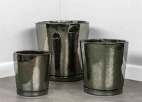Thumbnail for Campania International Glazed Pottery I/O Series Tapered Cylinder Urn/Planter Campania International Metallic 
