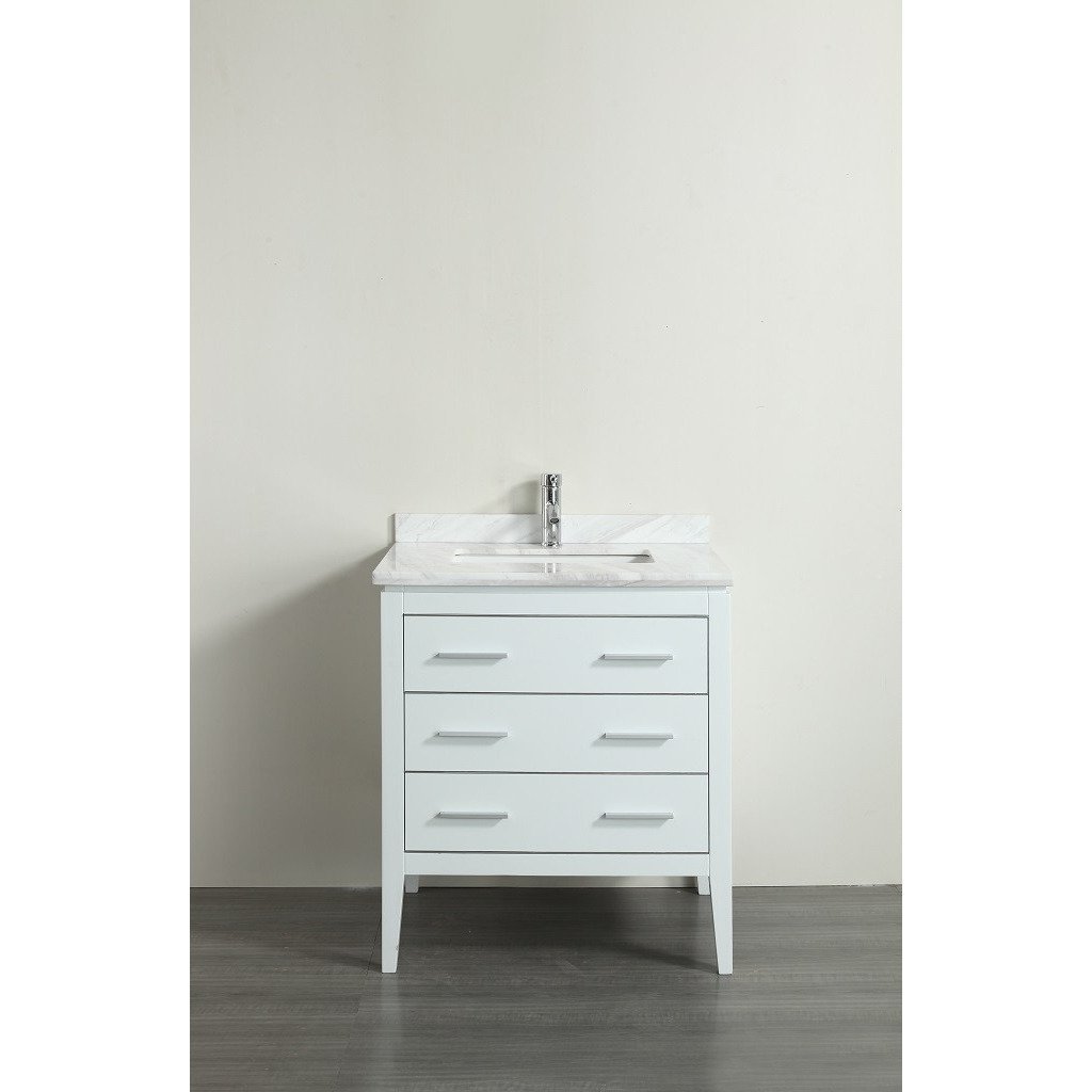 Eviva Clay 30" Bathroom Vanity w/ White Jazz Marble Counter-top Soft Close Door Vanity Eviva 