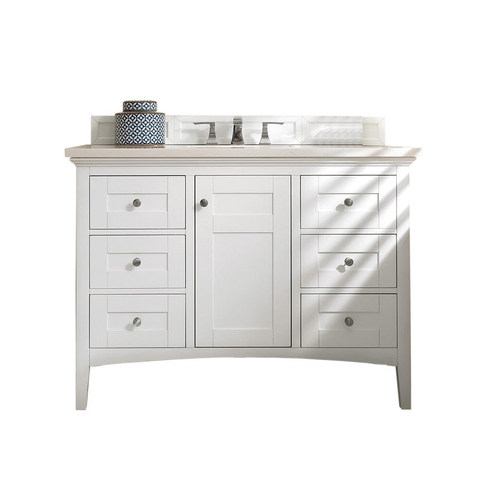 James Martin Palisades 48" Single Vanity Vanity James Martin Bright White w/ 3 CM Arctic Fall Solid Surface Top 