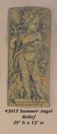 Thumbnail for Summer Angel Relief Cast Stone Outdoor Asian Collection Wall Ornament Tuscan 