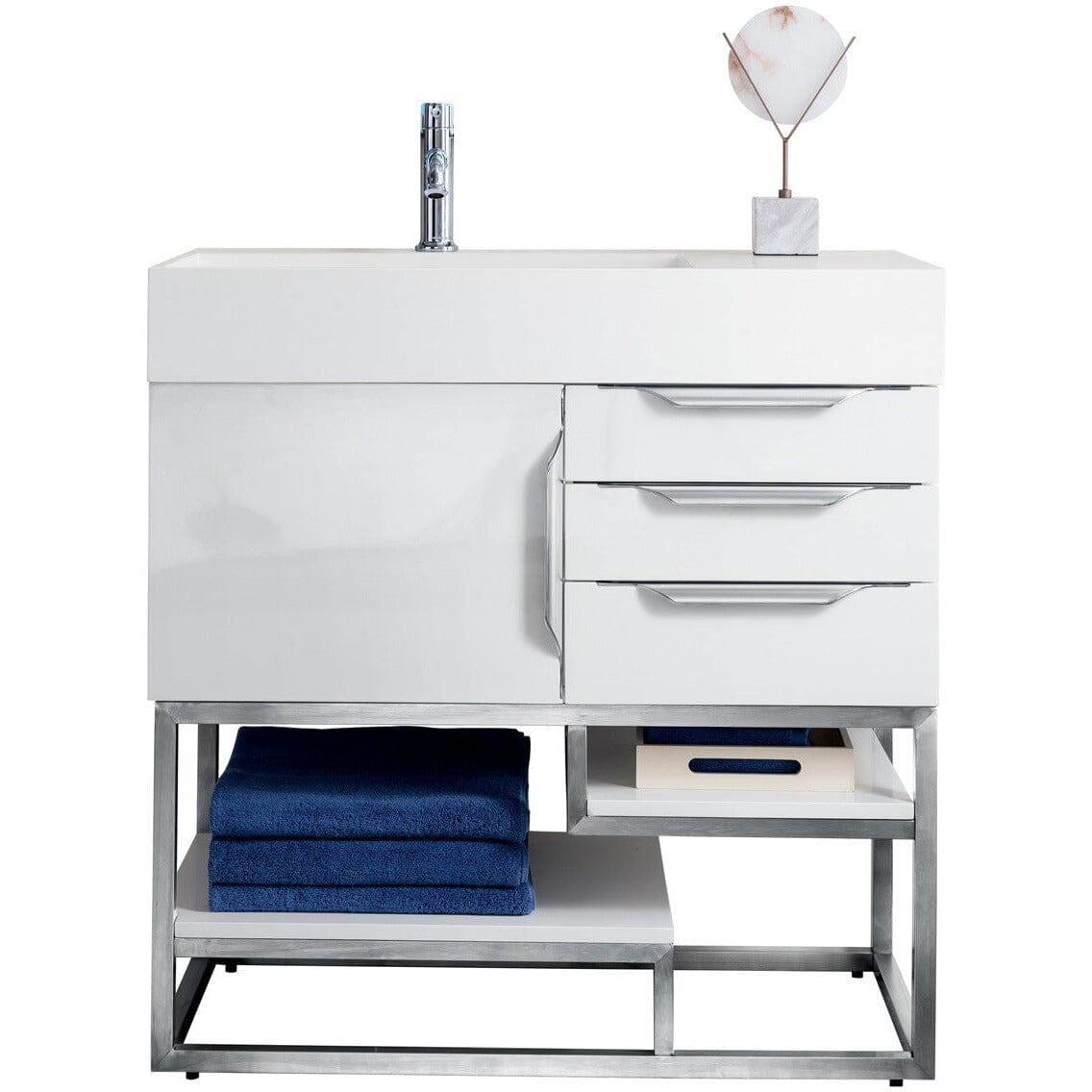 James Martin Columbia 36" Single Vanity Vanity James Martin Glossy White w/ White Glossy Composite Countertop 