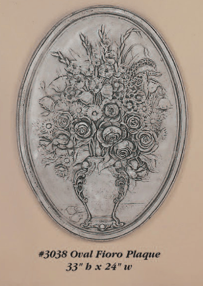 Oval Fioro Plaque Cast Stone Outdoor Asian Collection Wall Ornament Tuscan 