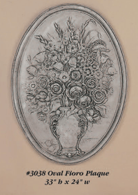 Thumbnail for Oval Fioro Plaque Cast Stone Outdoor Asian Collection Wall Ornament Tuscan 