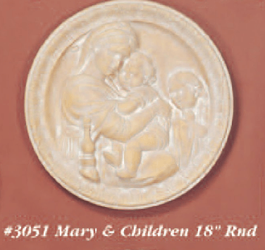 Mary and Children Cast Stone Outdoor Asian Collection Wall Ornament Tuscan 