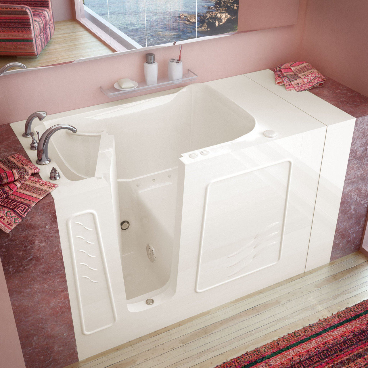 MediTub 3053LBA Walk-In 30 x 53 Left Drain Biscuit Air Jetted Walk-In Bathtub Walk In Tubs MediTub 