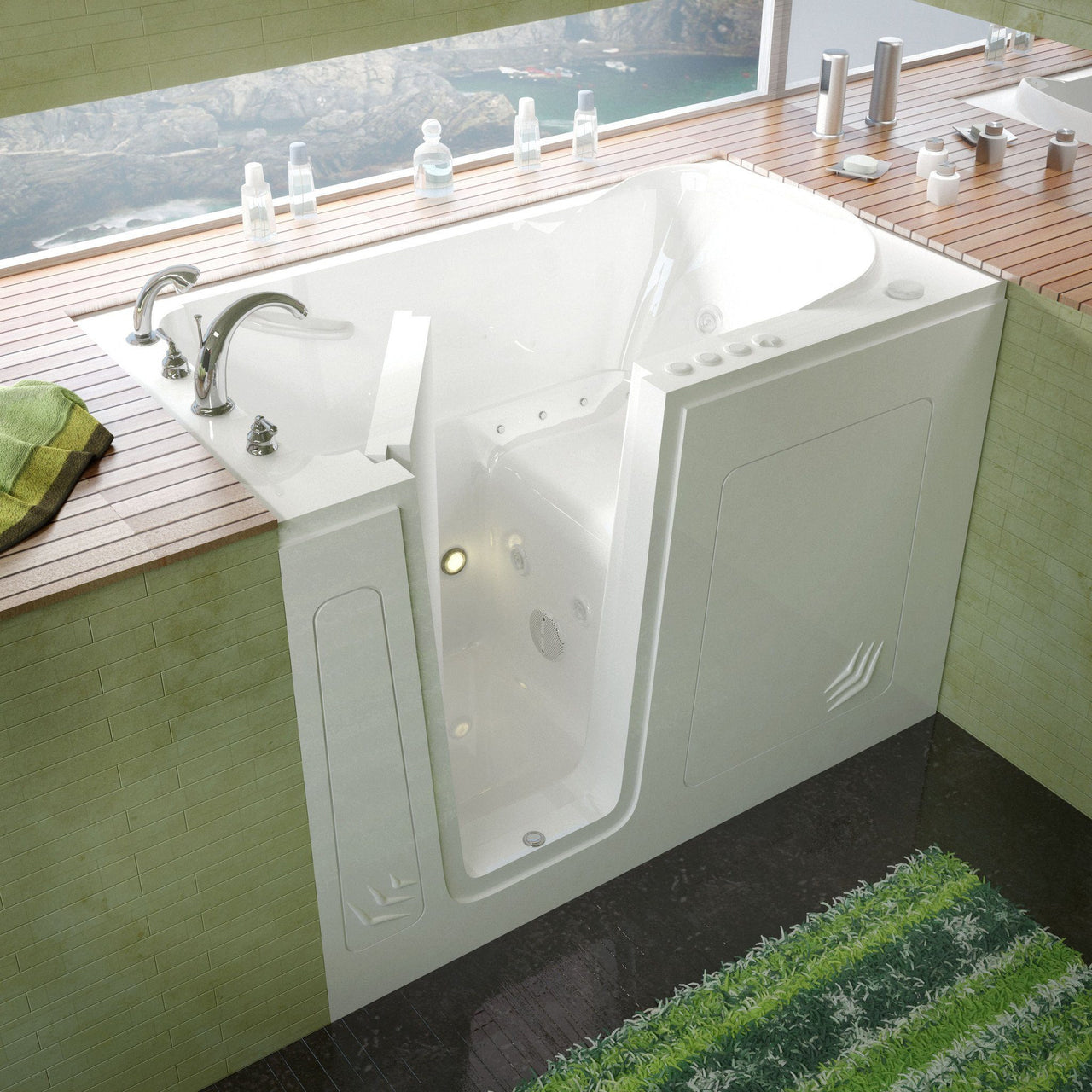 MediTub Walk-In 30 x 54 Left Drain White Whirlpool & Air Jetted Walk-In Bathtub Walk In Tubs MediTub 