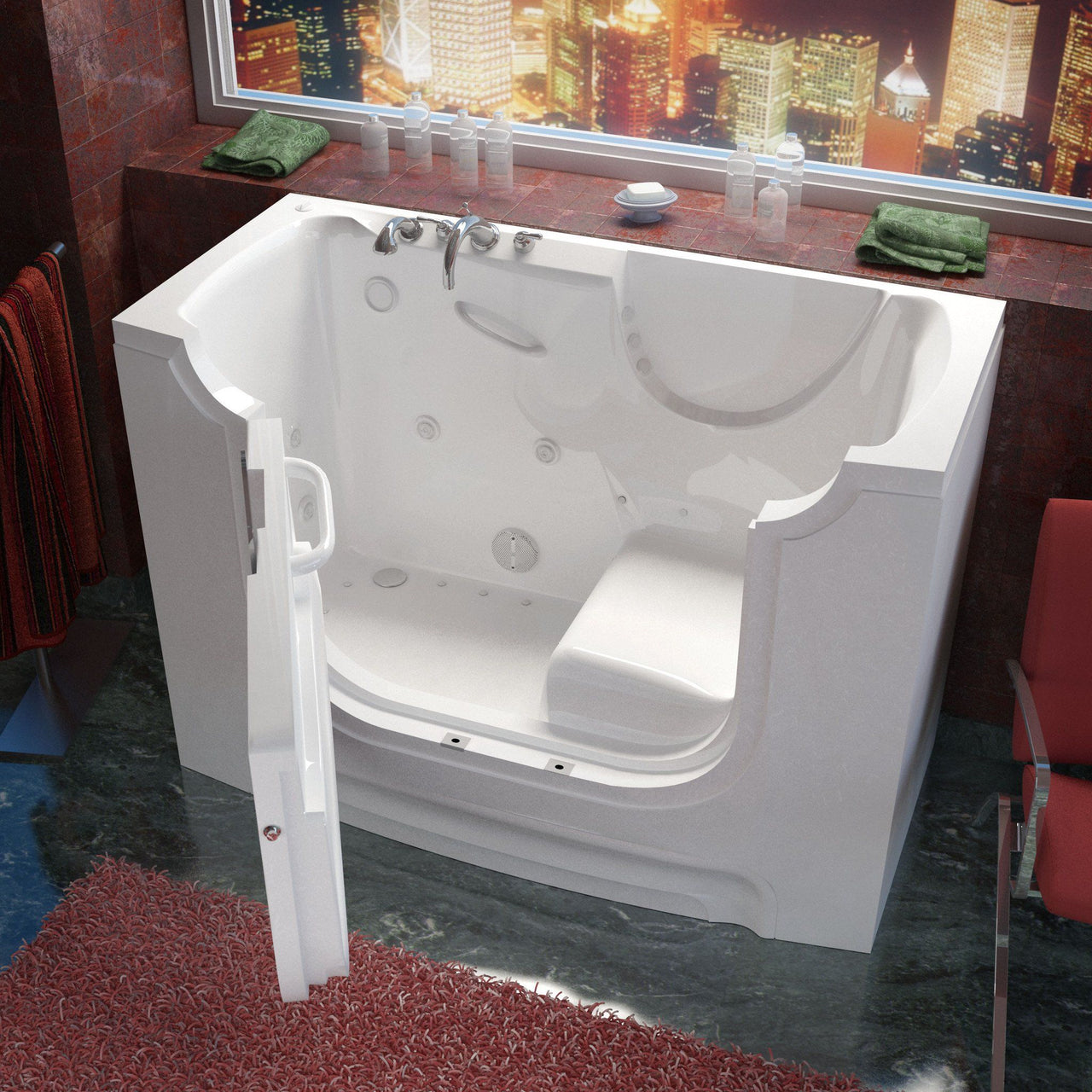 MediTub Wheel Chair Accessible 30 x 60 Left Drain White Whirlpool & Air Jetted Wheelchair Accessible Bathtub Walk In Tubs MediTub 