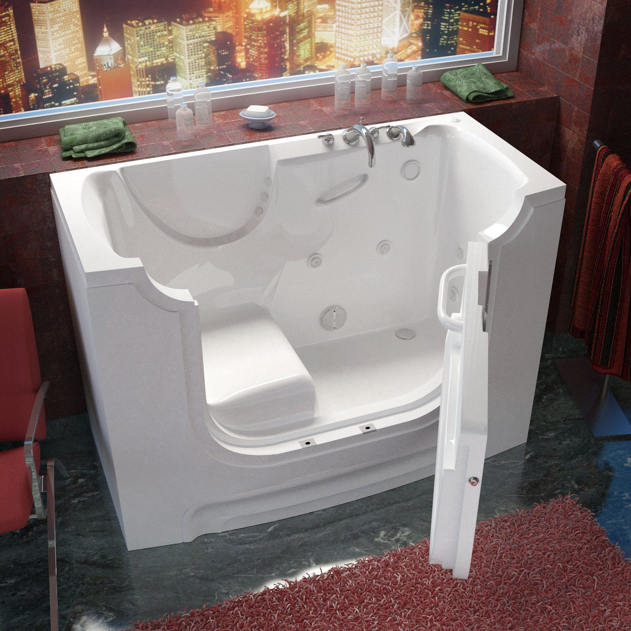 MediTub Wheel Chair Accessible 30 x 60 Right Drain White Whirlpool Jetted Wheelchair Accessible Bathtub Walk In Tubs MediTub 
