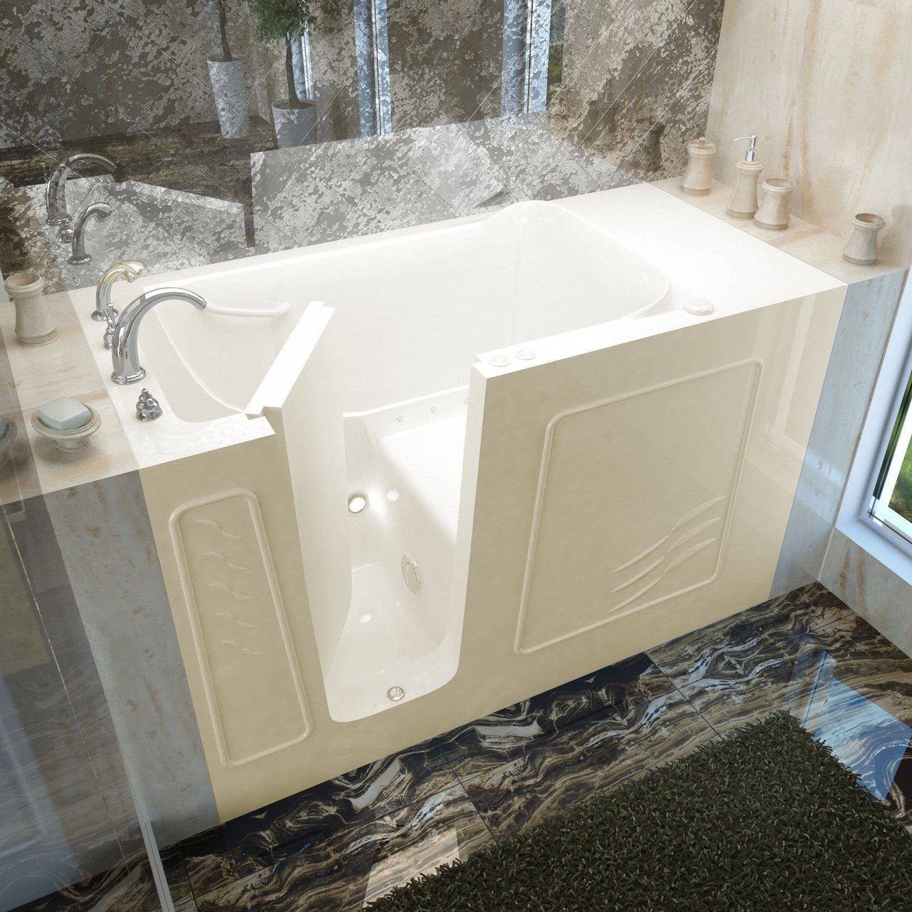 MediTub 3060WILBA Walk-In 30 x 60 Left Drain Biscuit Air Jetted Walk-In Bathtub Walk In Tubs MediTub 