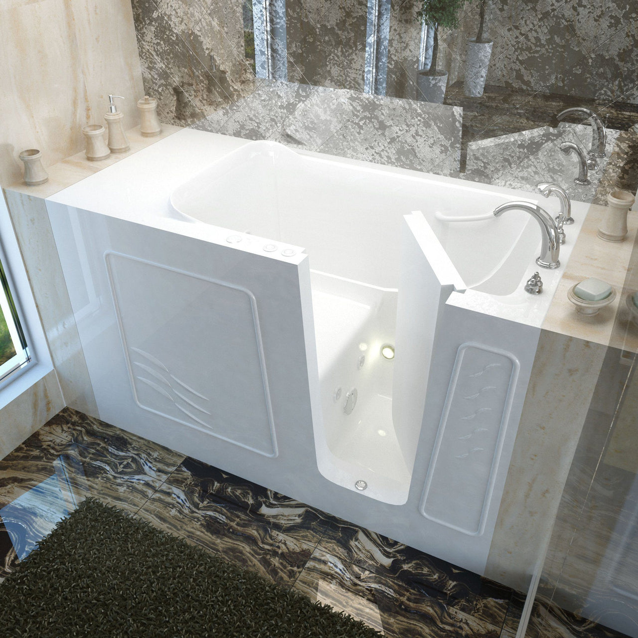 MediTub Walk-In 30 x 60 Right Drain White Whirlpool Jetted Walk-In Bathtub Walk In Tubs MediTub 