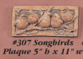Songbirds Plaque Cast Stone Outdoor Asian Collection Wall Ornament Tuscan 