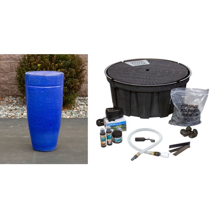 Closed Top FNT3086 Ceramic Vase Complete Fountain Kit Vase Fountain Blue Thumb 
