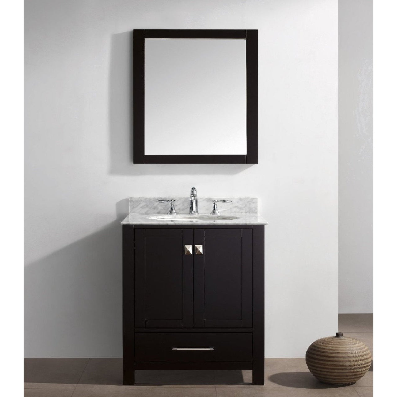 Eviva Aberdeen 30 Transitional Espresso Vanity with White Carrera Countertop Vanity Eviva 