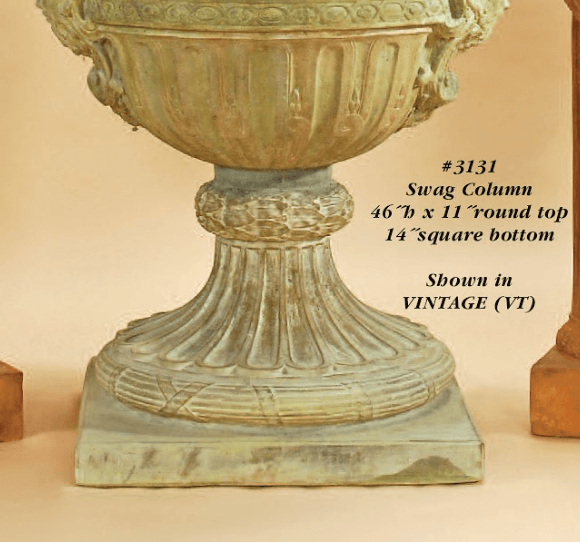 Swag Column Cast Stone Outdoor Garden Planter Planter Tuscan 
