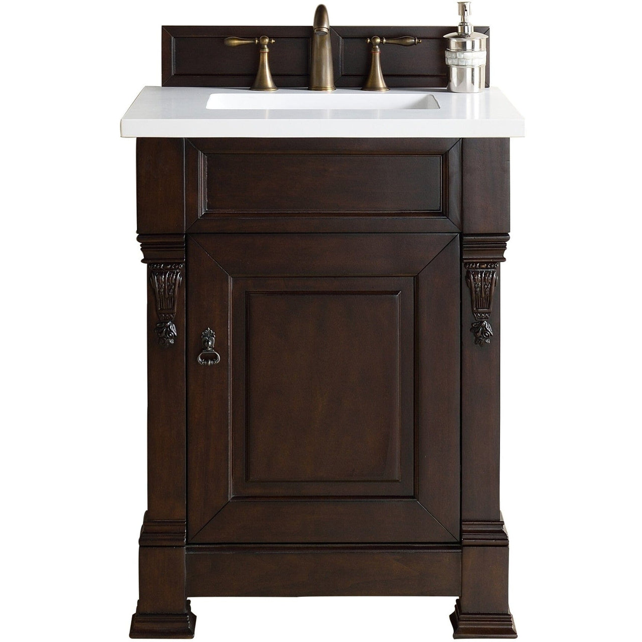 James Martin Brookfield 26" Single Vanity Vanities James Martin Burnished Mahogany w/ 3 CM Classic White Quartz Top 