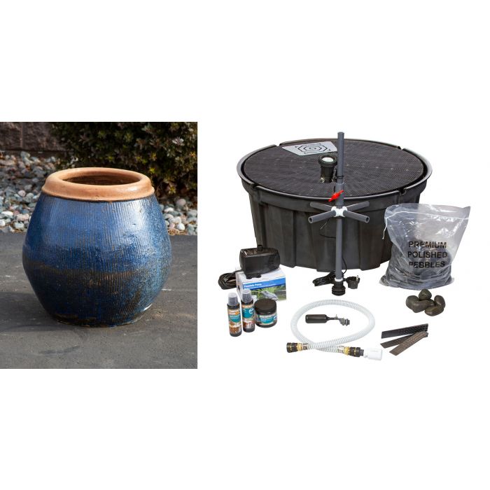 One of a Kind FNT3169 Ceramic Vase Complete Fountain Kit Vase Fountain Blue Thumb 