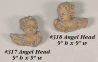 Thumbnail for Angel Head With Wings Cast Stone Outdoor Asian Collection Wall Ornament Tuscan 