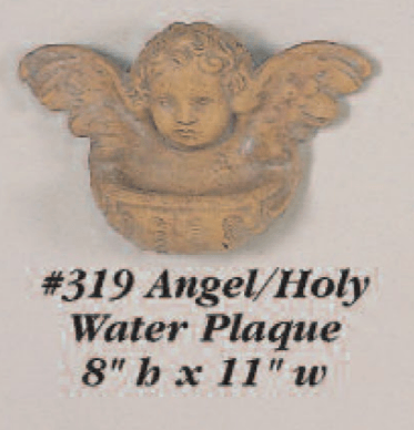 Angel Holy Water Plaque Cast Stone Outdoor Asian Collection Wall Ornament Tuscan 