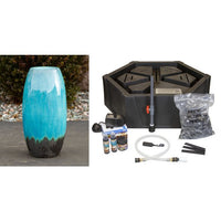 Thumbnail for Closed Top FNT3206 Ceramic Vase Complete Fountain Kit Vase Fountain Blue Thumb 