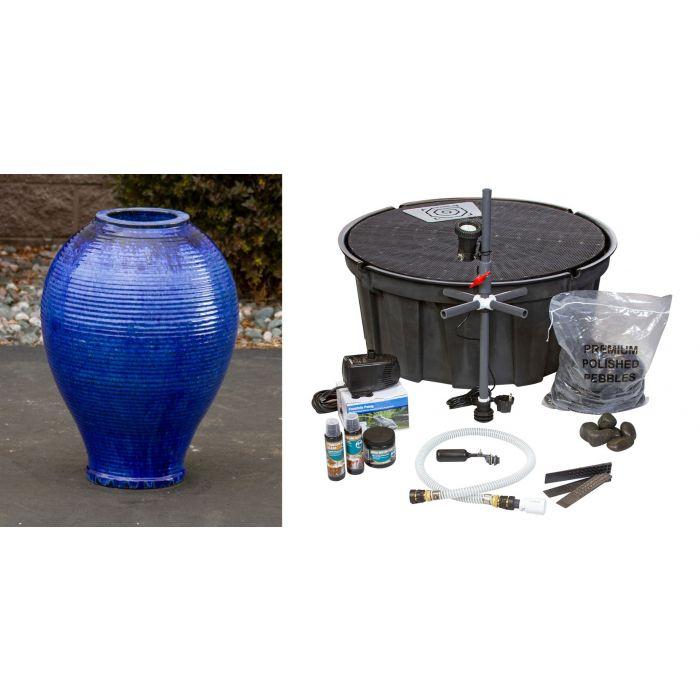 Genova FNT3216 Ceramic Vase Complete Fountain Kit Vase Fountain Blue Thumb 