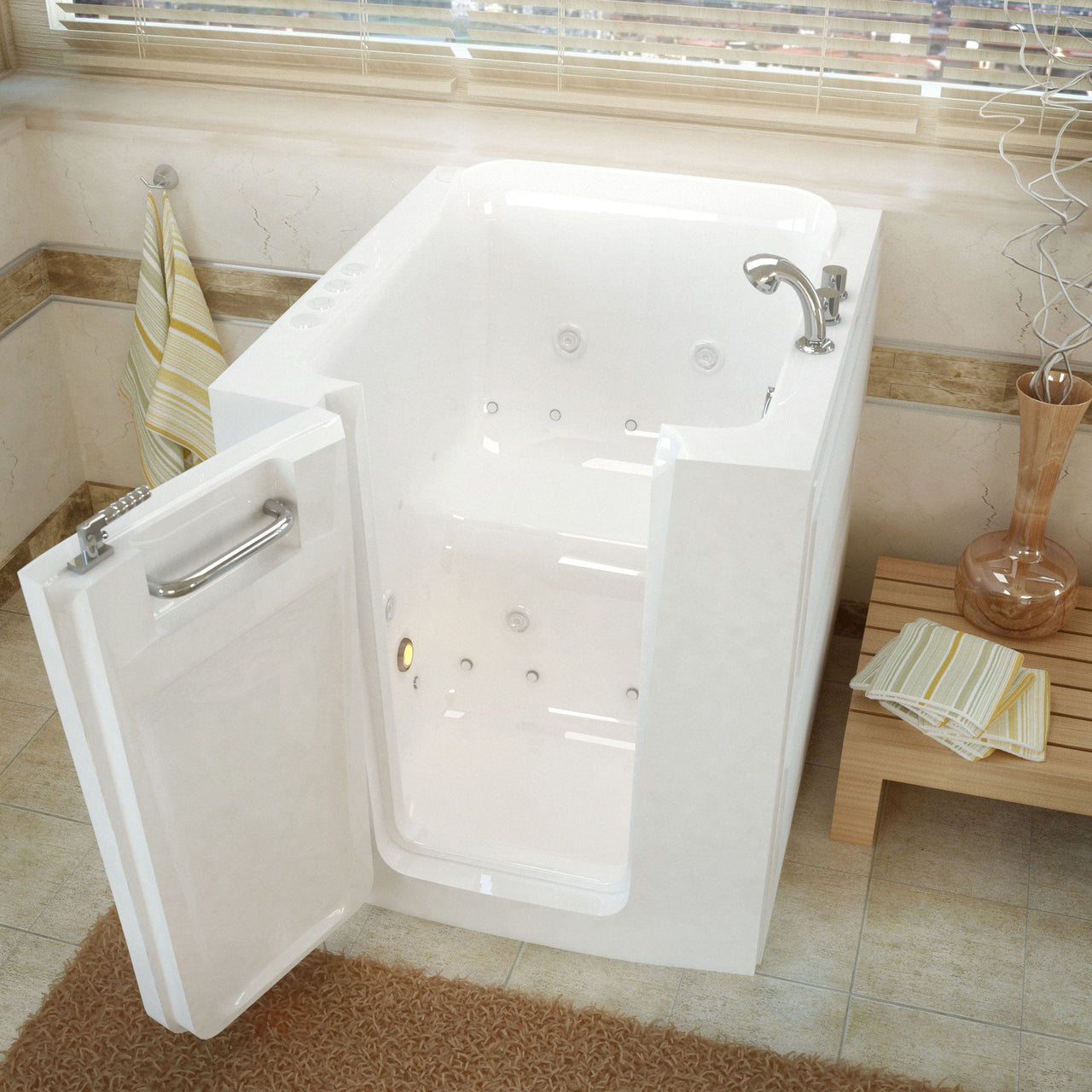 MediTub Walk-In 32 x 38 Left Door White Whirlpool & Air Jetted Walk-In Bathtub Walk In Tubs MediTub 