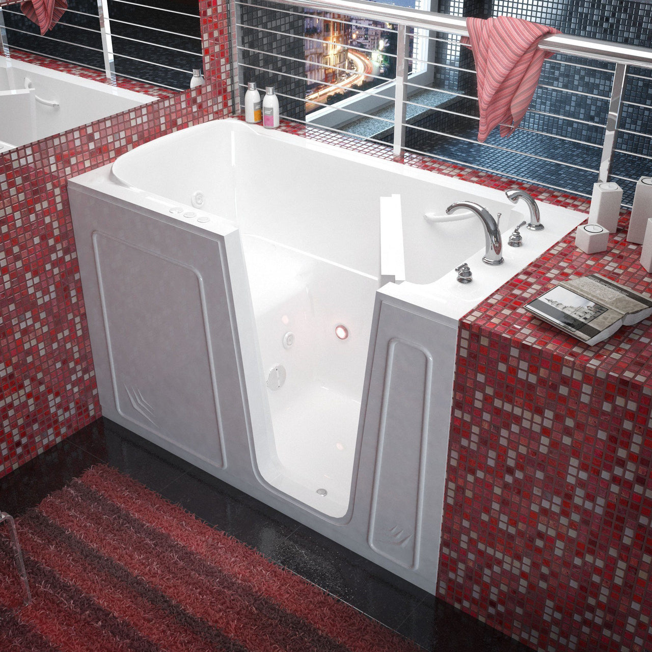 MediTub 3260RWH Walk-In 32 x 60 Right Drain White Whirlpool Jetted Walk-In Bathtub Walk In Tubs MediTub 