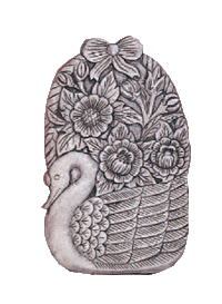 Thumbnail for Swan Flowers Plaque Cast Stone Outdoor Asian Collection Wall Ornament Tuscan 