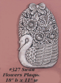 Thumbnail for Swan Flowers Plaque Cast Stone Outdoor Asian Collection Wall Ornament Tuscan 