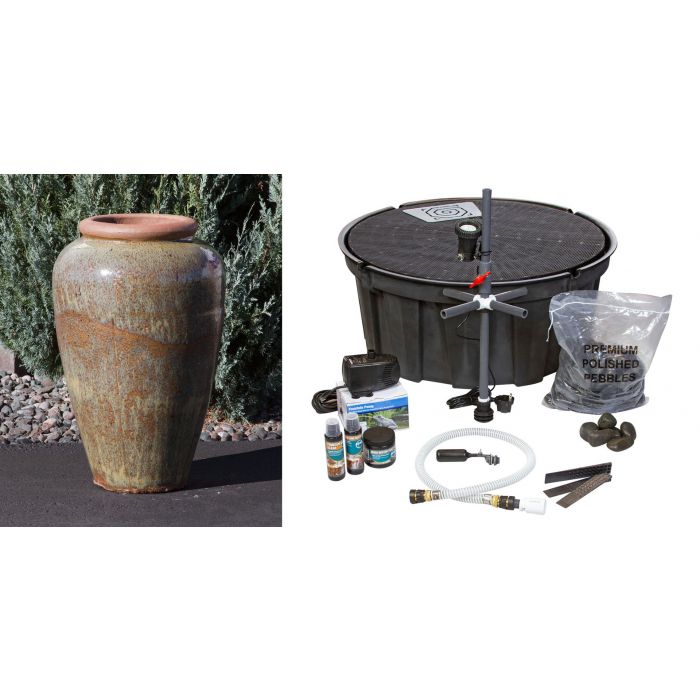 Tuscany FNT3291 Ceramic Triple Vase Complete Fountain Kit Vase Fountain Blue Thumb 