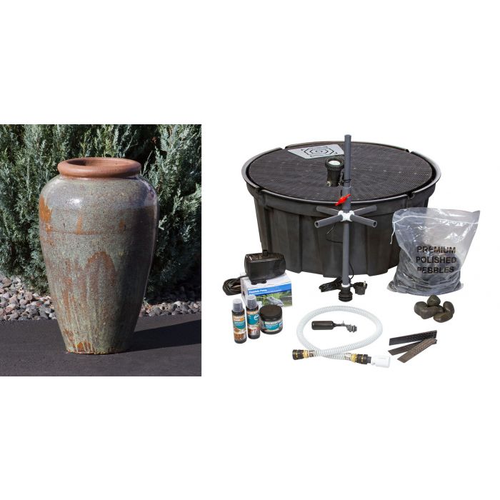 Tuscany FNT3292 Ceramic Triple Vase Complete Fountain Kit Vase Fountain Blue Thumb 