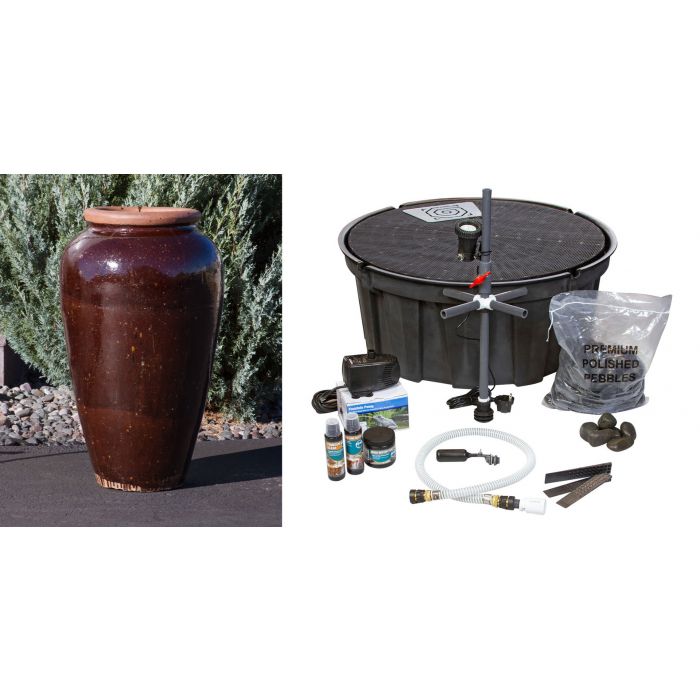 Tuscany FNT3307 Ceramic Triple Vase Complete Fountain Kit Vase Fountain Blue Thumb 