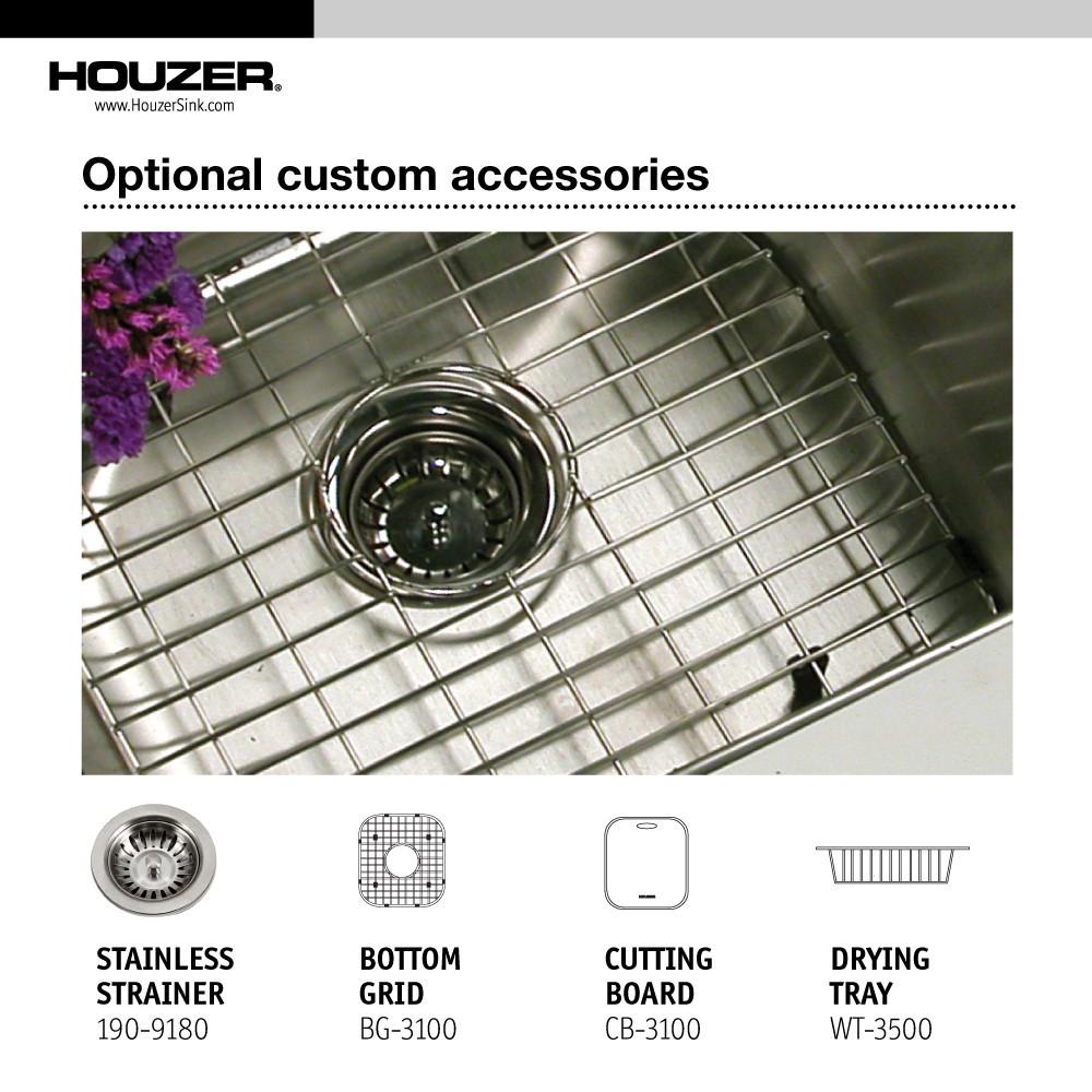 Houzer Glowtone Series Topmount Stainless Steel 4-hole 50/50 Double Bowl Kitchen Sink, 8-Inch Deep Kitchen Sink - Topmount Houzer 