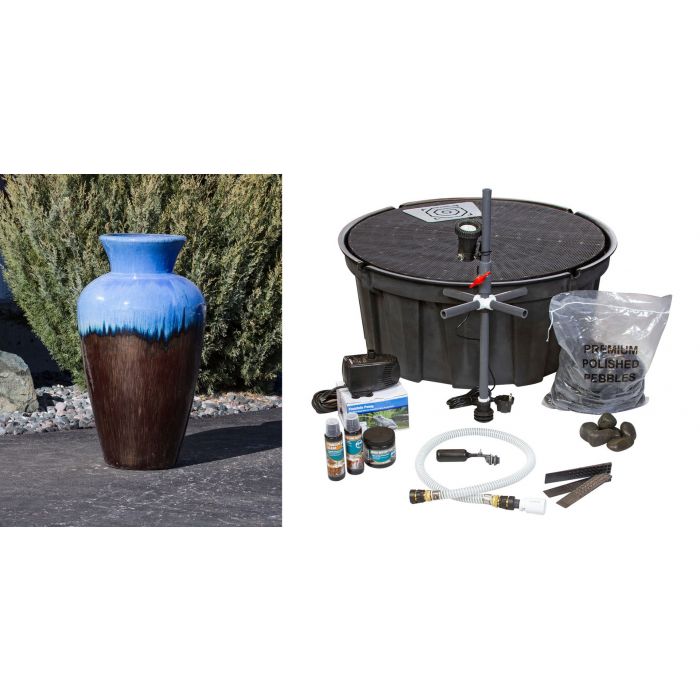 Milano FNT3390 Ceramic Vase Complete Fountain Kit Vase Fountain Blue Thumb 