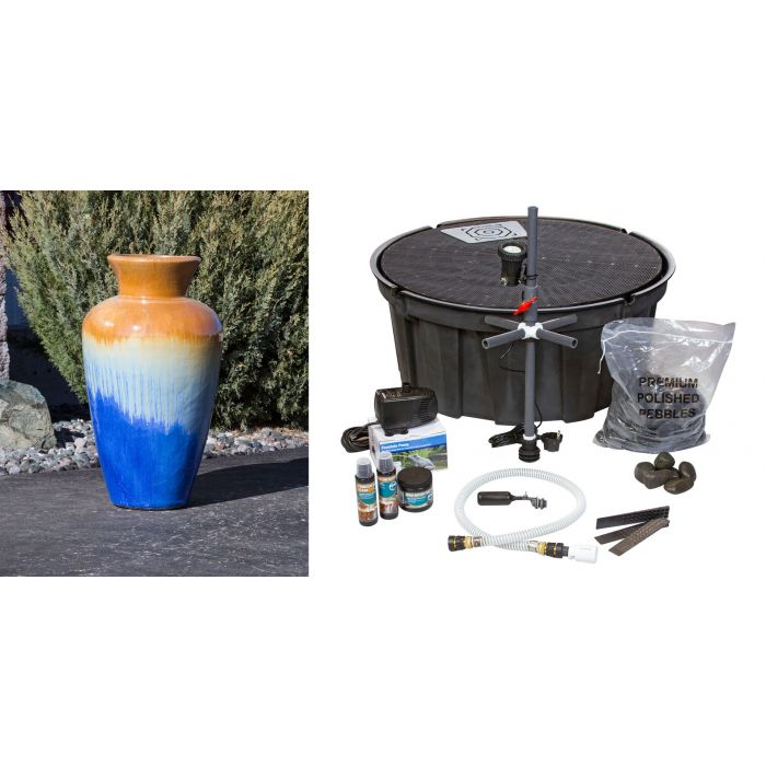 Oil Jar FNT3391 Ceramic Vase Complete Fountain Kit Vase Fountain Blue Thumb 