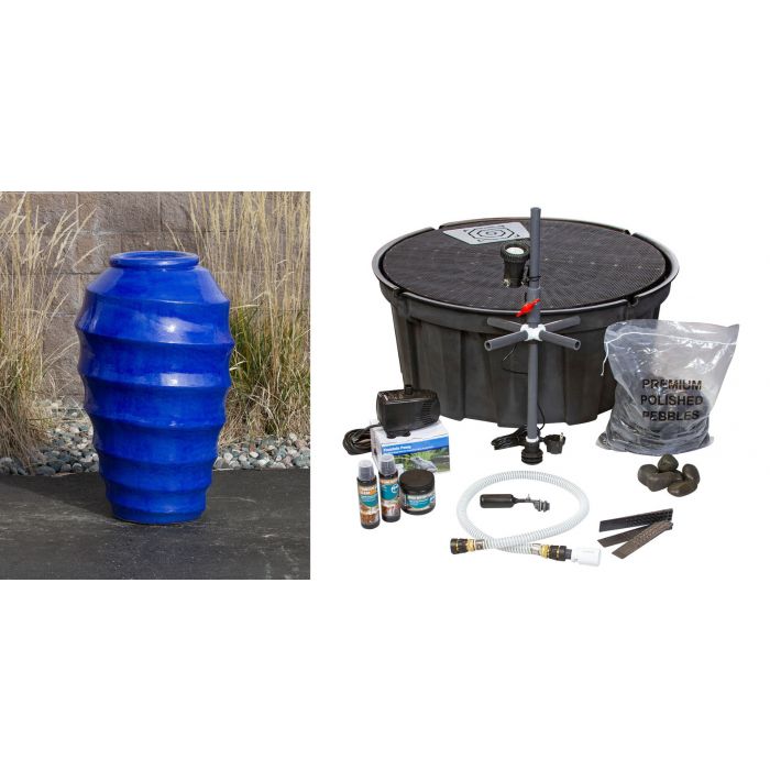 Closed Top FNT3416 Ceramic Vase Complete Fountain Kit Vase Fountain Blue Thumb 