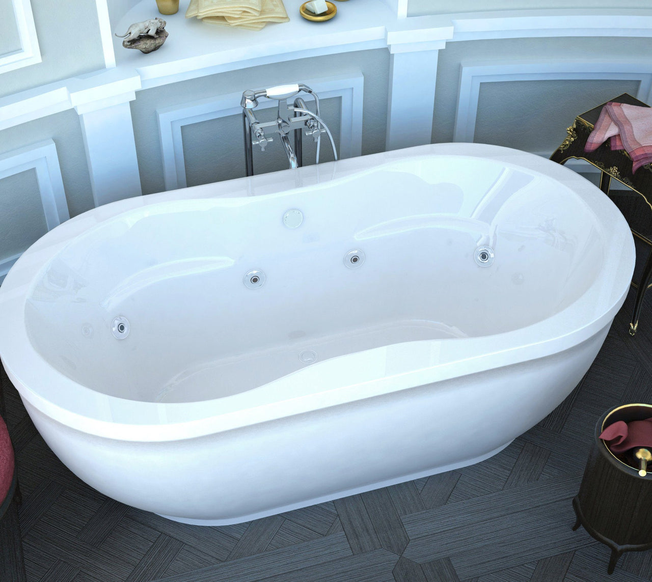 Atlantis Whirlpools 3471AW Embrace 34 x 71 Oval Freestanding Whirlpool Jetted Bathtub Whirlpool Bathtub Atlantis 