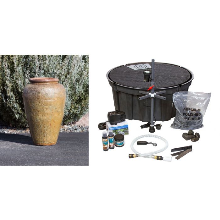 Tuscany FNT3520 Ceramic Triple Vase Complete Fountain Kit Vase Fountain Blue Thumb 