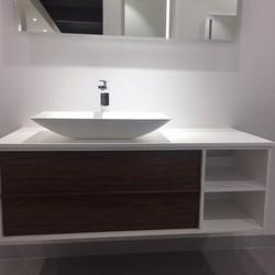 Eviva Lava 46 Inch Walnut Wall Mount Bathroom Vanity with White Solid Surface Vessel Sink Bathroom Vanity Eviva 