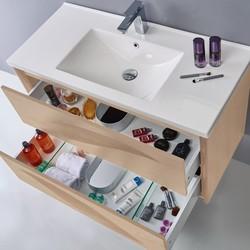 Eviva Findo 39 Inch Oak Wall Mount Bathroom Vanity with White Integrated Solid Surface Sink Bathroom Vanity Eviva 