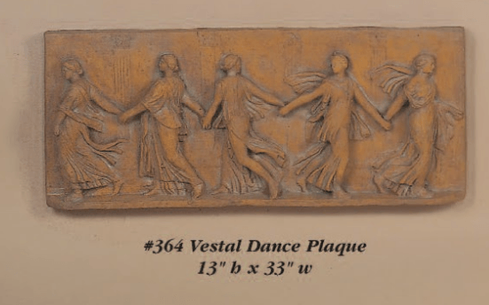 Vestal Dance Plaque Cast Stone Outdoor Asian Collection Wall Ornament Tuscan 