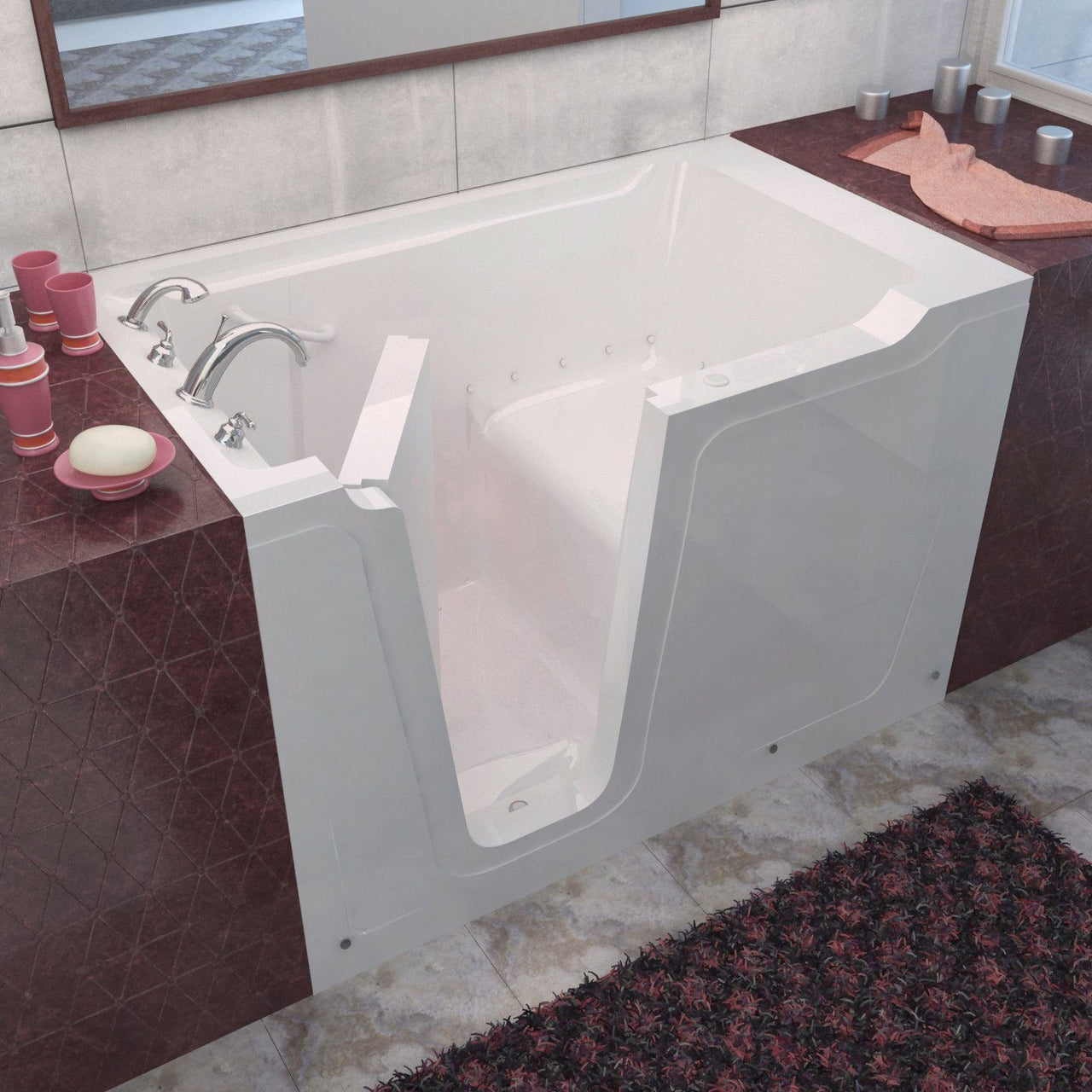 MediTub 3660LWA Walk-In 36 x 60 Left Drain White Air Jetted Walk-In Bathtub Walk In Tubs MediTub 