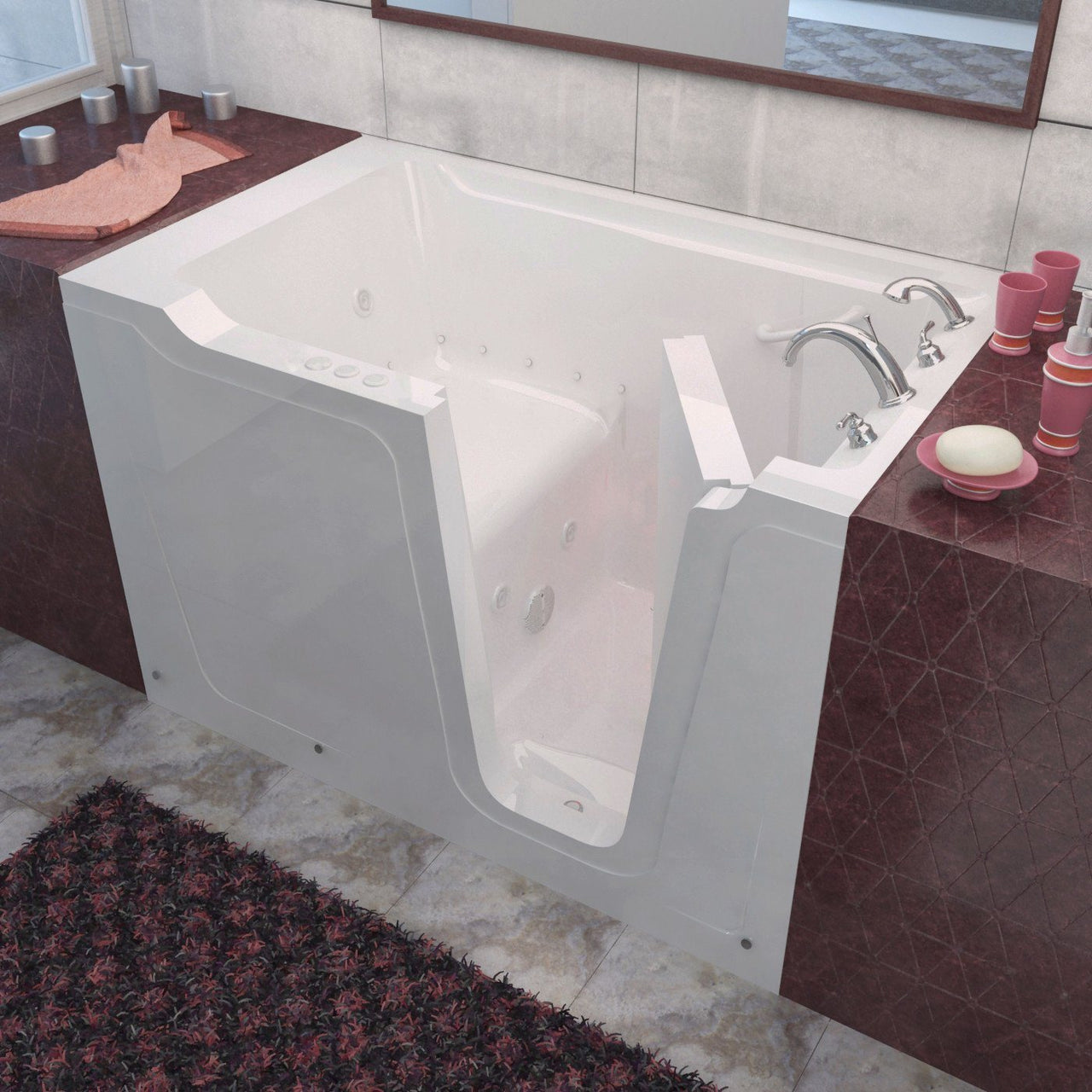 MediTub Walk-In 36 x 60 Right Drain White Whirlpool & Air Jetted Walk-In Bathtub Walk In Tubs MediTub 