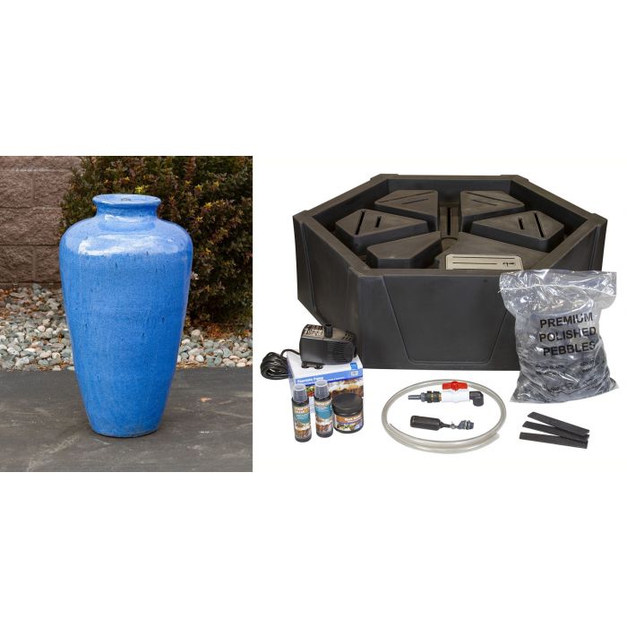 Closed Top FNT3791 Ceramic Vase Complete Fountain Kit Vase Fountain Blue Thumb 
