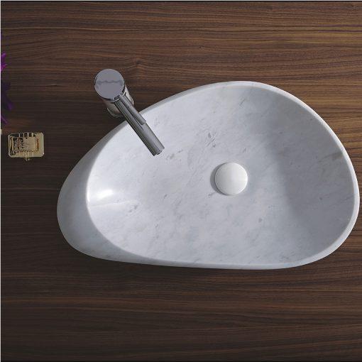 Eviva Fontana 22 in. White Carrara Marble Vessel Sink Bathroom Vanity Eviva 