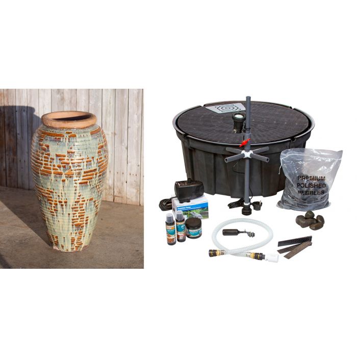 Tuscany FNT3805 Ceramic Triple Vase Complete Fountain Kit Vase Fountain Blue Thumb 