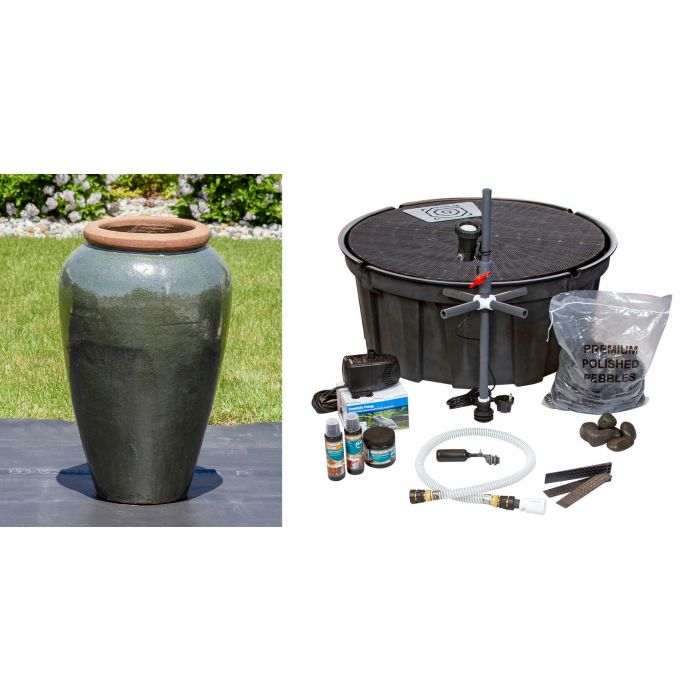 Tuscany FNT3826 Ceramic Triple Vase Complete Fountain Kit Vase Fountain Blue Thumb 