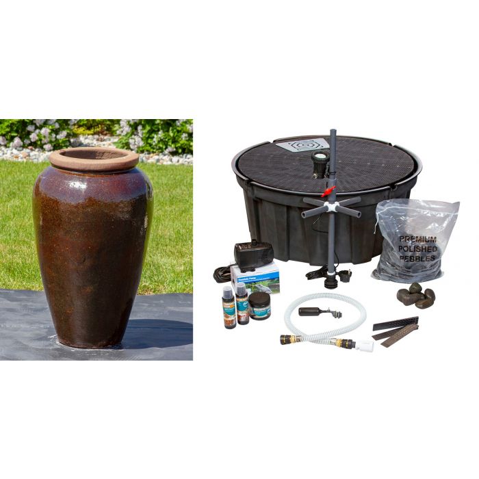 Tuscany FNT3841 Ceramic Triple Vase Complete Fountain Kit Vase Fountain Blue Thumb 